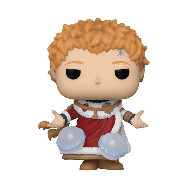 Funko Pop! Animation : Black Clover - Julius Moulant un Sort Magique Figurine en Vinyle Montrant une Figurine en Vinyle Orientée vers l'Avant avec des Cheveux Bouclés orange, un Tatouage d'Étoile Bleue sur le Front, Portant une robe Rouge avec Garniture en Fourrure Blanche et Accessoires Bruns, Tenant Deux Orbes Magiques Bleus Translucides Près des Mains, Se Tenant à Plus de Trois Pouces de Hauteur, Convient aux Collectionneurs Ou à l'Exposition.