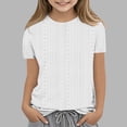 thumbnail image 2 of MeetoTime T-shirt à Col Rond à Manches 3/4 Uni pour Enfants, Décontracté, Ample, Printemps Été, pour Garçons et Filles, 2 of 4