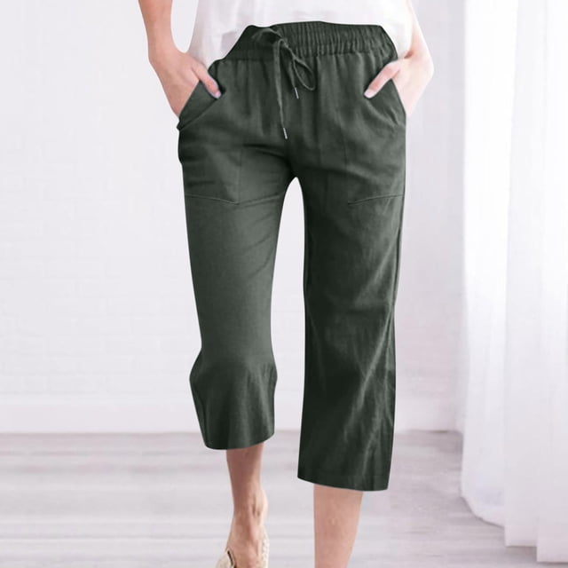 DPTALR Pantalon Décontracté Femme Couleur Unie Élastique Ample Droit Grand avec Poche