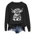 thumbnail image 1 of WEAIXIMIUNG Chandail pour Femmes Chic Chandail d'Automne et d'Hiver pour Femmes 2025 Col Rond Mode Chemise à Imprimé Vache Manches Longues Mode Décontractée Mode Haut de Sortie, 1 of 4