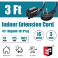 thumbnail image 2 of EP 2 Pack 3 Ft 16/3 Flat Plug Indoor Extension Cord, Black Low Profile Extension Cable, 2 of 6