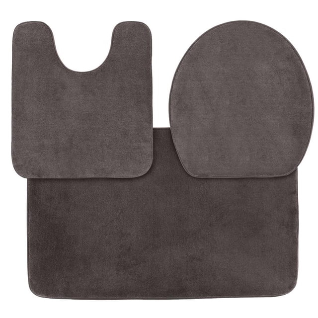 POINTERTECK Premium Luxury Bath Rug Set 3 Piece Include 31 x 20 Bathroom Rug and Oval U-Shaped Contoured Toilet Mat Memory Foam Bath Mat Machine Wash and Dry Mats for Bath Room Showe