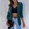 thumbnail image 2 of IROINID Veste Blazer Courte pour Femme, Col à Revers, Couleur Unie, Manches Longues, Cardigan de Tailleur pour Dames à Revers, Manteau de Tailleur Décontracté, Vert, 2 of 9