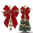 thumbnail image 1 of Christmas Tree Topper Bows, Red Christmas Bows Red and Gold Bows for Christmas Tree Decorations Velvet Ribbon Bows with Baubles for Wreath, Cabinet, Staircase, 1 PC, 1 of 5