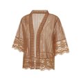 thumbnail image 3 of Summer Women's Open Front Shrug Short Sleeve Solid Color Lace Patchwork Cardigan Sheer Bolero Cover Up, 3 of 9