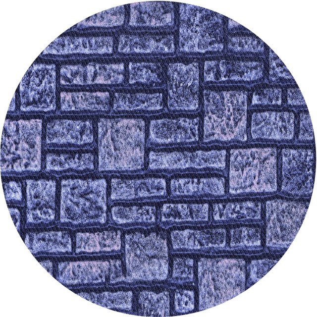 Ahgly Company Machine Washable Indoor Round Transitional Blue Area Rugs, 5' Round