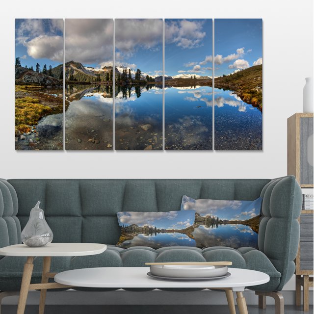 Clear Lake with Pine Trees Panorama - Extra Large Landscape Canvas Art Print