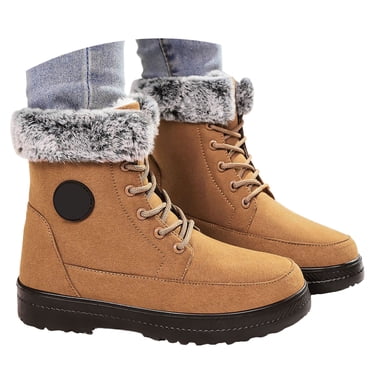 Mepaouo Women Winter Snow Ankle Boots Waterproof Lace up Hiking Booties Anti Slip Outdoor Walking Shoes
