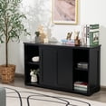 thumbnail image 3 of Costway Kitchen Storage Cabinet Sideboard Buffet Cupboard Wood Sliding Door Pantry Black, 3 of 10