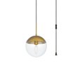 thumbnail image 3 of Living District LDPG6037BR Eclipse 1 Light Brass Plug-In Pendant with Clear Glass, 3 of 4