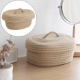 thumbnail image 2 of Oval Baskets With Lids Decorative Baskets With Lids Organizing Natural Cotton Rope Lidded Baskets With Handles Storage Baskets With Lid for Daily Household Storage and Travel Storage, 2 of 5