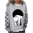 thumbnail image 2 of 50 % de Réduction sur Chandail en Molleton Surdimensionné pour Femmes 2023 Chandail en Molleton Ample à Manches Longues Col Rond Imprimé Texte Drôle Blouse Chandail, 2 of 5
