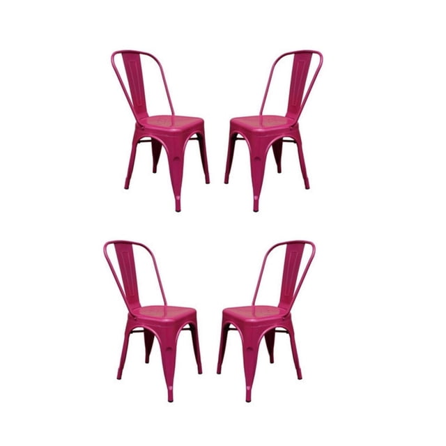 Tolix Roch Ensemble de 4 Chaises de Salle à Manger en Fini Métal Canon, Chaises Latérales en Métal avec Dossiers Courbés et Sièges Perforés, Conçues pour les Sièges de Cuisine et de Salle à Manger au style Industriel durable, Convenant Aussi aux Sièges de Bureau Décontractés.