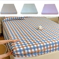 thumbnail image 1 of Fiber Sheet Washed Cotton Fitted Sheet 220x200cm Double Bed Sheet Non Slip Stretch Elastic All Around 1 Piece Multicolor by JASKFLY, 1 of 7