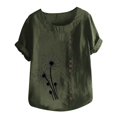 thumbnail image 3 of Chemise à Manches Longues Femme Femmes Été Décontracté Col Rond Manches Courtes Imprimé Chemise Ample Hauts Femmes Hauts d'Été Coupe Ample Femmes Hauts à Manches Courtes Femmes Hauts à Manches Courtes, 3 of 5
