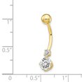 thumbnail image 3 of 10k Yellow Gold 3 6mm Czs Belly Button Rings Screw Navel Bars Body Piercing Naval, 3 of 7