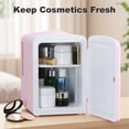 thumbnail image 4 of 4L/6Can Mini Fridge，Portable Skincare Refrigerator, Small Cooler, Retro Design, Wave Patterns, 4 of 6