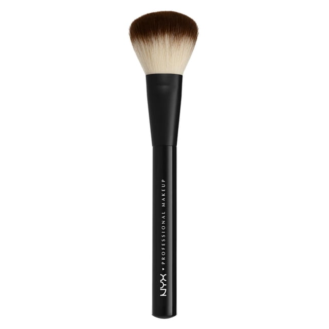 NYX Professional Makeup Pro Pinceau à Poudre 02 avec une Tête Douce à Poils Synthétiques Complets Ombrés du Brun Foncé à la Crème, Fixé à un Manche Noir Imprimé du logo NYX Professional Makeup, Conçu pour une application Lisse et un Estompage des Poudres Lâches Ou Pressées, Convient Aussi pour Fixer le Maquillage Uniformément.
