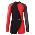 thumbnail image 1 of Venjoe Tenue de Danse pour Fillette, Justaucorps à Manches Longues, Gymnaste, Unitard, Léotard avec Short, Ensemble une Pièce, Justaucorps, Combinaison, Rouge 8, 1 of 4