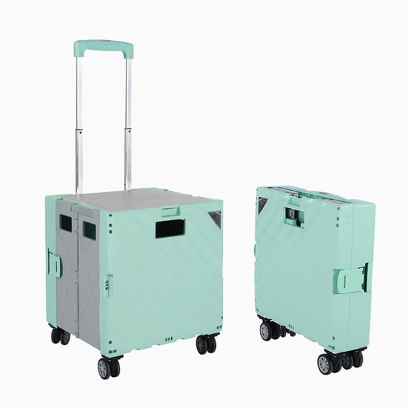 Chariot de Magasinage Pliable, Chariot de Rangement Pliant en Plastique avec Roues Pivotantes à 360° et Poignée Télescopique