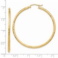 thumbnail image 3 of Boucles d'Oreilles Créoles Rondes en Or Jaune 14K avec Diamants de 2mm, 3 of 3