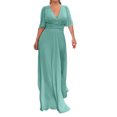 thumbnail image 4 of Fshaion Robe d'Été pour Femmes 2024 Grande Taille Manches Mi-Longues Fendue Col en V Tempérament Longues Robes en Chiffon Liquidation à Moins de 10!, 4 of 7