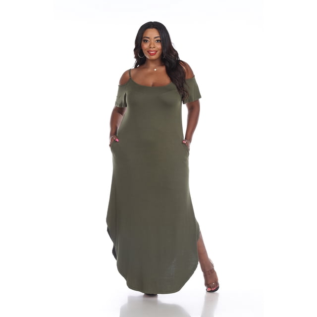 White Mark Women's Cold Shoulder Maxi Dress