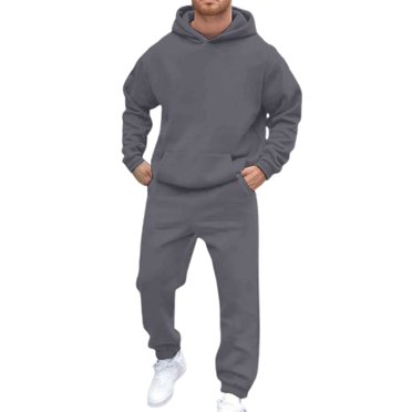 Wdgfv Mens Track Suits 2 Piece Set Hoodie and Sweatpants Casual Athletic Jogging Suit Drawstring Running Gym Sweat Suits Dark Gray XXXL
