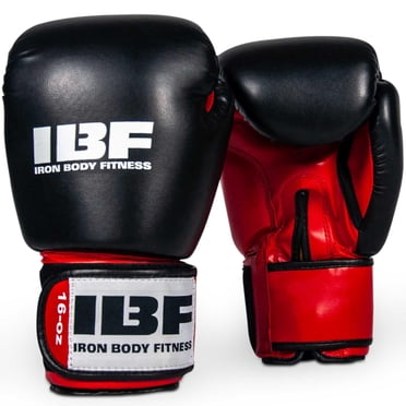 Gants de boxe IBF Iron Body Fitness Sport Series, 16 oz, gants d’entraînement rouge/noir
