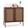 thumbnail image 1 of Costway Rattan Buffet Sideboard Wine Cabinet Cupboard w/ Adjustable Shelf Walnut, 1 of 9