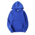 thumbnail image 1 of Yeahdor Men's Basic Long Sleeve Drawstring Hoodie Sweatshirt Casual Solid Color Pullover Tops Blue L, 1 of 3