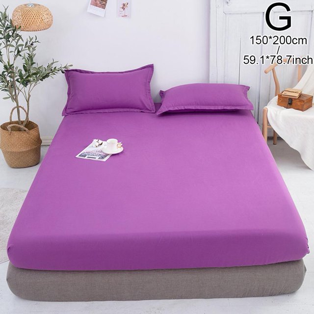 Fitted Sheet Solid Color Bed Sheets Single Double Queen Cover Bed Size W8S9