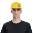 thumbnail image 4 of ZICANCN Alphabet D Pattern Baseball Caps, Trucker Hats for Men And Women, Adjustable Breathable Flat Caps, Yellow, 4 of 6