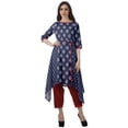 thumbnail image 1 of Moomaya Indian Tunic Top Pant Set 3/4 Sleeves Printed Women Designer Kurta Kurti, 1 of 6