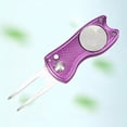 thumbnail image 3 of Golf Pitch Divot Repair Switchblade Ball Marker Divot Tool Metal Groove Cleaner Purple, 3 of 9