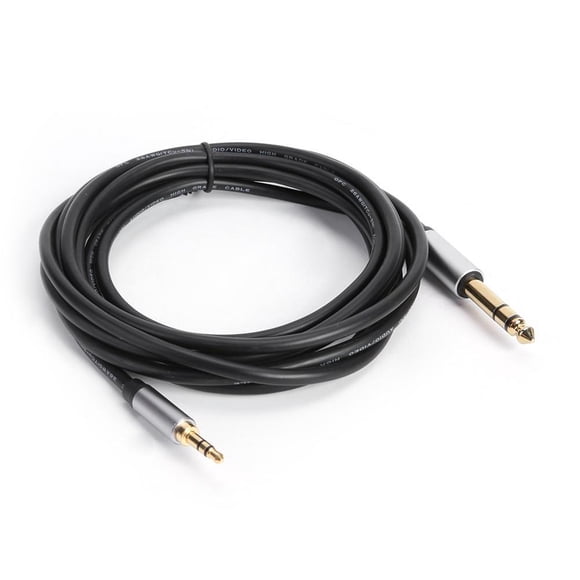 Câble Adaptateur Mâle à Mâle Plaqué Or 3,5 mm vers 6,35 mm pour Amplificateur (0,3 m)