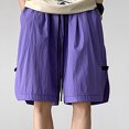 thumbnail image 1 of Gspmoly Mens Workout Shorts, Men'S Wide-Leg Style Solid Color Drawstring Pocket Drying Casual Work Shorts. Running Shorts for Men Weekly Deals Purple M, 1 of 4