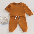 thumbnail image 3 of Newborn Infant Baby Boy Outfits Long Sleeve Split Hem Sweatshirt Tops Pocket Pants 2Pcs Set Fall Clothes, 3 of 7