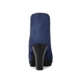 thumbnail image 4 of Unique Bargains Bottines Chelsea à Talon Bloc à Bout Rond pour Femme Bleu Foncé (Taille 6,5), 4 of 8