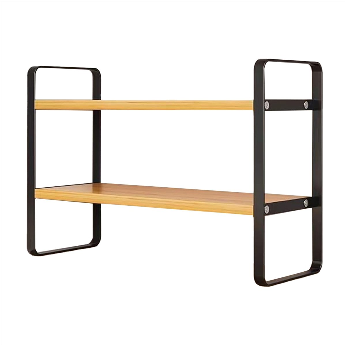 Desktop Organizer Shelf,2Tier Multipurpose Wood Office Desk Storage Rack,Small Computer Desk Bookshelf for Home Office B,1 * Desktop Organizer Shelf,Black & Wood Color