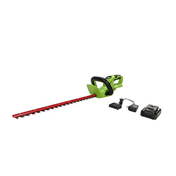 Greenworks 24V 22" Hedge Trimmer with Rotating Handle, 1.5Ah USB Battery and Charger Included