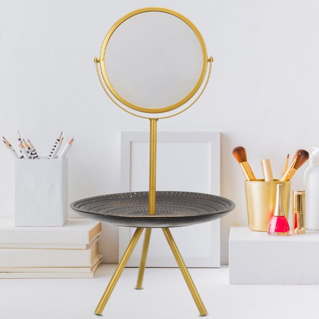 WRITWAA 1Set Vanity Mirror for Dresser with Adjustable Angle and Jewelry Storage 53x32cm