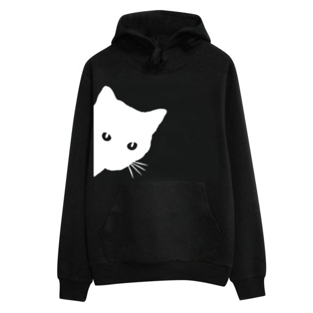 Chandail à Capuchon à Capuche pour Femmes, Chandail à Manches Longues avec Motif de Chat, Chandail en Molleton à Capuche, Hauts à Manches Longues pour Femmes