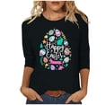 thumbnail image 1 of RKSTN Hauts Grande Taille pour Femmes Œufs de Pâques Mignon Lapin Imprimé Coupe Ample Col Rond Manches 3/4 Printemps Été Blouse Douce, 1 of 4