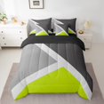 thumbnail image 2 of YST Lime Green And Gray 7-Piece Patchwork Geometry Bedding Set, Twin, Geometric Triangle Pattern, 2 of 5