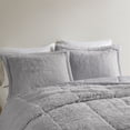 thumbnail image 4 of Ensemble Mini Couette en Tissu Long et Shaggy 2 Pcs 66 Pouces Gris, 4 of 8