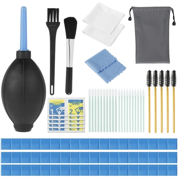 85pcs Earphones Cleaning Kit Portable Phone Cleaning Tools Set Camera Cleaner Electronic Devices Cleaning Kit with Brushes Clastic Tweezers Swab Wipes Spiral Brush Blower