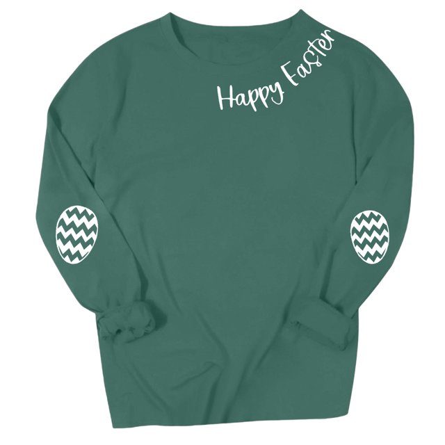 Chandail Simple pour Femmes Happly Easter Chandails pour Femmes Oeufs de Pâques Graphique Coupe Ample Col Rond Chandails de Sport Festival Chandails à Enfiler Hauts - Hontri