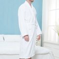 thumbnail image 4 of Penkiiy Robe en Molleton Peignoir Homme Uni Décontracté Garder au Chaud Poche Robe de Nuit Peignoir L Blanc, 4 of 7