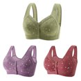 thumbnail image 1 of Timegard 3pc Plus Size Bras for Women Front Closure Button Full Support Bralette Comfort Seniors Bras, 1 of 7